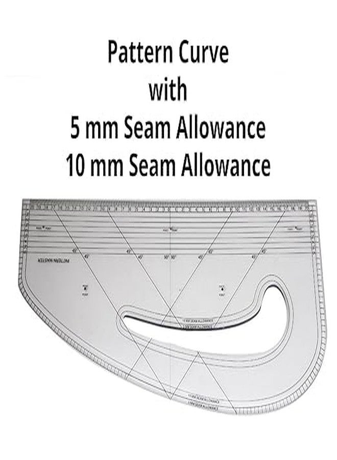 NTGS 4-Piece Sewing Pattern Ruler Set - French Curve, Hip Curve, Armhole Curve & Grid Ruler for Fashion Design, Garment Making & Tailoring - Transparent Plastic Drafting Tools - Image 4